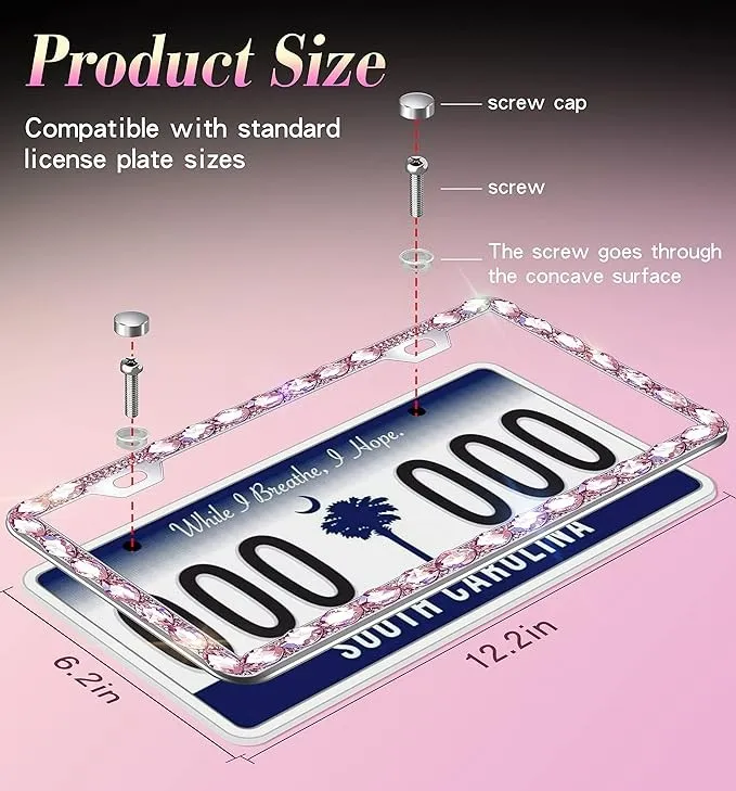 Pink Bling License Plate Frames